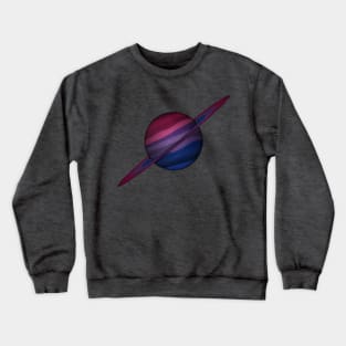 Planet and Rings in Bisexual Pride Flag Colors Crewneck Sweatshirt